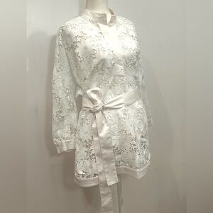 Etcetera White Floral Tunic /Dress Lace Embroidery Sz M Perfect. NWOT